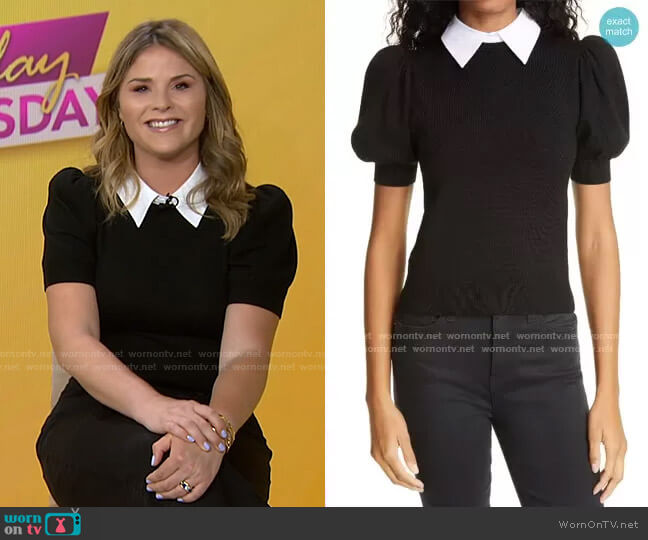 Alice + Olivia Chase Puff Sleeve Sweater with Removable Collar worn by Jenna Bush Hager on Today