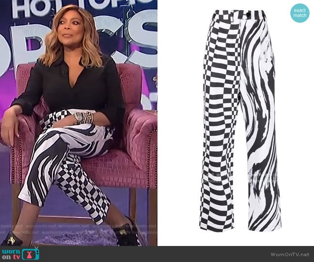 Christopher John Rogers Multi-print high rise trousers worn by Wendy Williams on The Wendy Williams Show