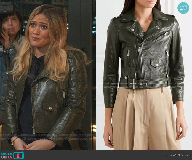 Givenchy Cropped Textured-leather Biker Jacket worn by Kelsey Peters (Hilary Duff) on Younger