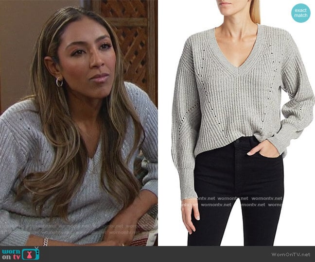 Derek Lam 10 Crosby Shimmer Merino Wool Cashmere Sweater worn by Tayshia Adams on The Bachelorette