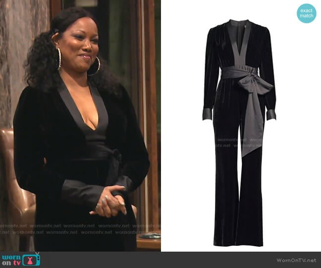 Diane von Furstenberg Sash Jumpsuit worn by Garcelle Beauvais on The Real Housewives of Beverly Hills