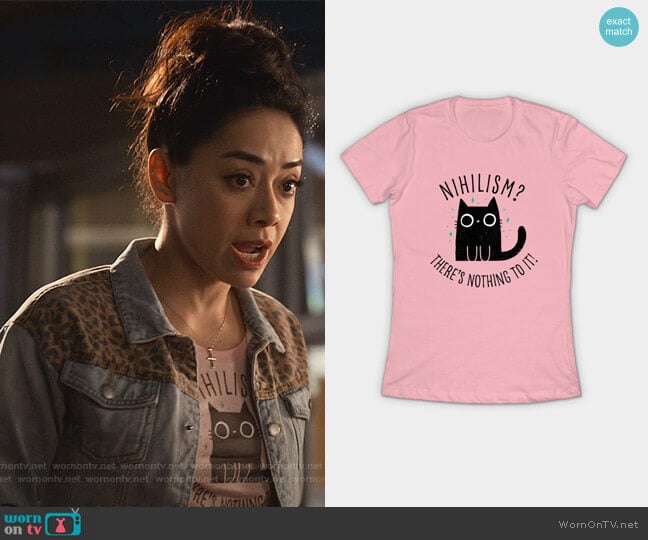 by Dinomike from Teepublic Nihilism Cat T-Shirt worn by Ella Lopez (Aimee Garcia) on Lucifer