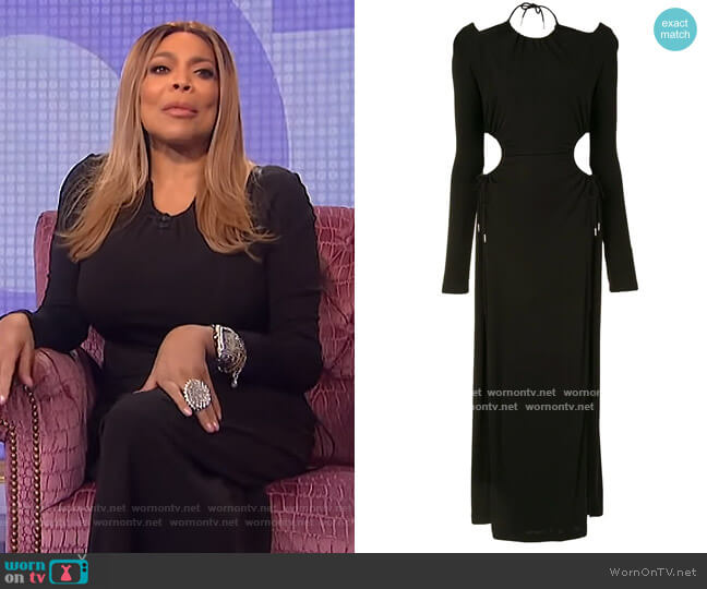 Dion Lee Cutout gathered jersey maxi dress worn by Wendy Williams on The Wendy Williams Show