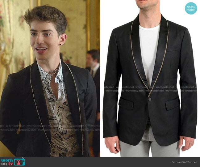 Dsquared2 One Button Embellished Blazer worn by Patrick Blanco (Manu Rios) on Elite