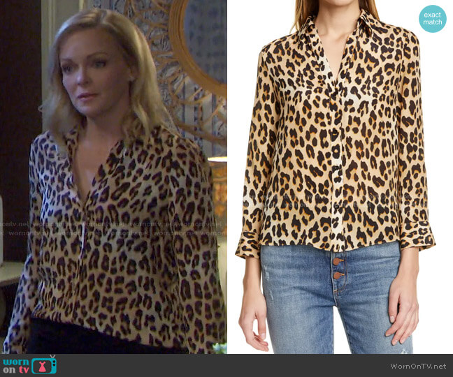 Alice + Olivia Eloise Leopard Print Blouse worn by Belle Brady (Martha Madison) on Days of our Lives