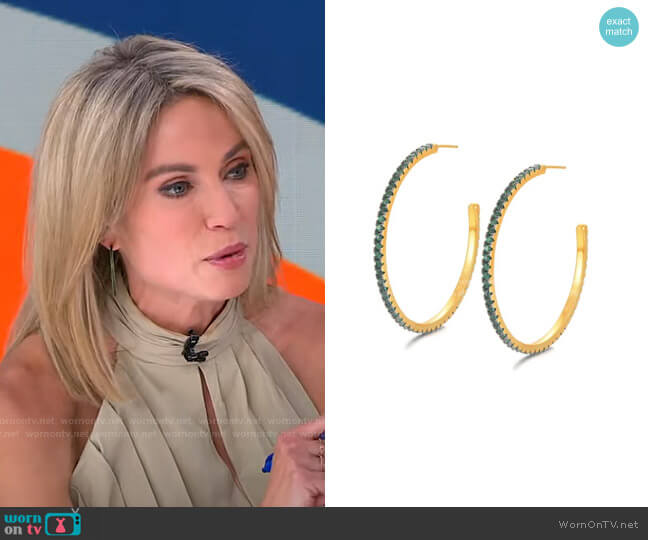 Accessory Concierge Emerald CZ Hoops worn by Amy Robach on Good Morning America