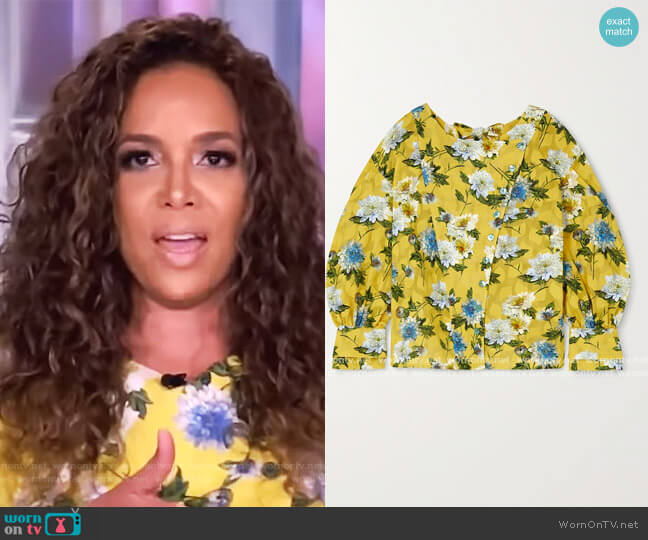 Evi Grintela Marion floral-print fil coupé cotton blouse worn by Sunny Hostin on The View