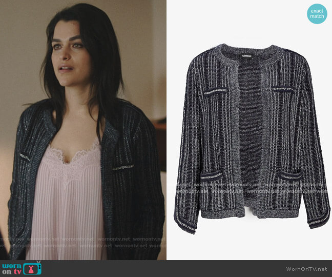 Express Metallic Striped Chain Trim Sweater Jacket