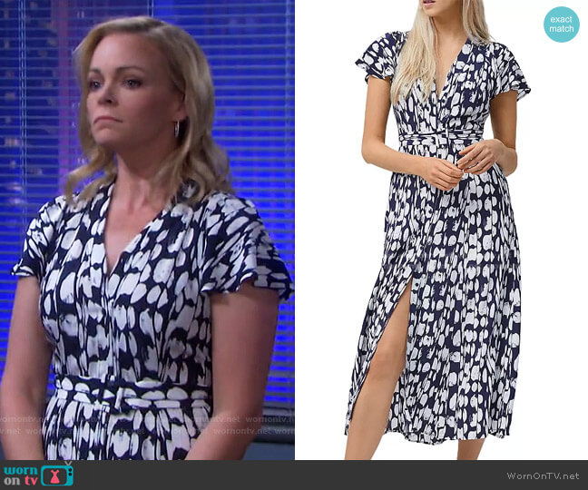 French Connection Islanna Printed Midi Dress worn by Belle Brady (Martha Madison) on Days of our Lives