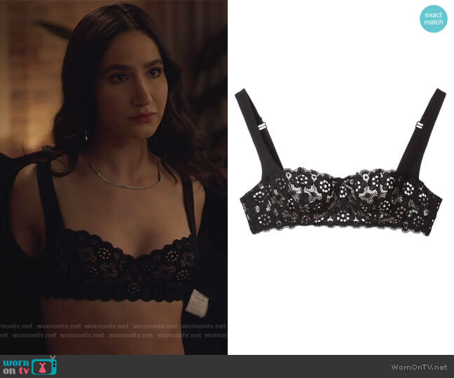 Fleur Du Mal Crochet Lace Balconette Bra worn by Adena El-Amin (Nikohl Boosheri) on The Bold Type