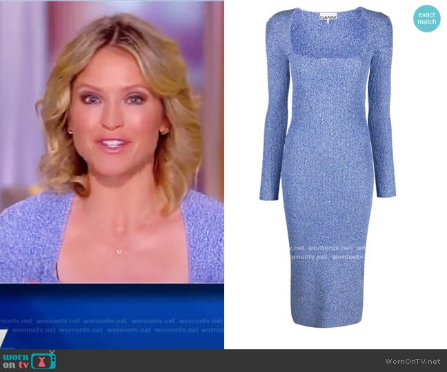 Ganni Mélange Ribbed-knit fitted dress worn by Sara Haines on The View