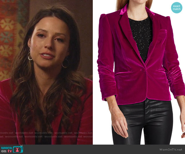 Generation Love Emma Stretch Velvet Blazer worn by Katie Thurston on The Bachelorette