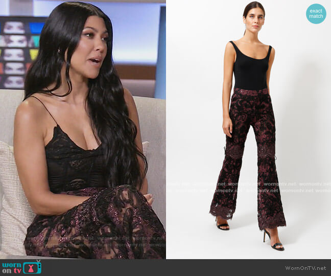 Gucci Collector Lace Flared Trousers worn by Kourtney Kardashian on Keeping Up with the Kardashians