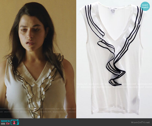 H&M White Sleeveless Ruffled Top