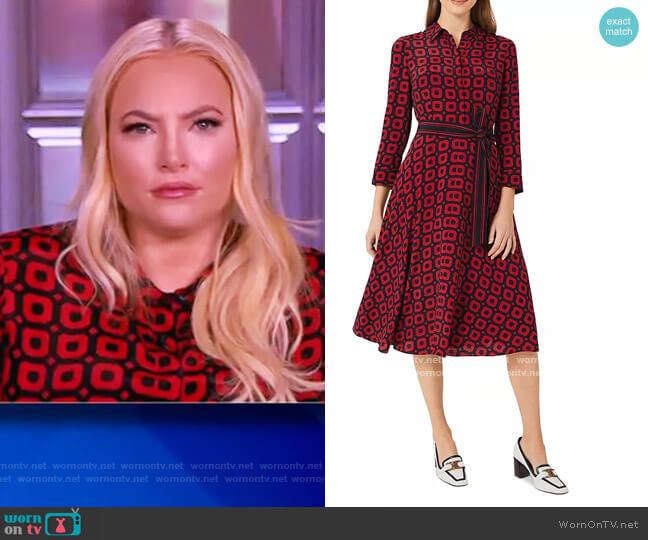 Hobbs London Alex Geo Print Midi Shirt Dress worn by Meghan McCain on The View