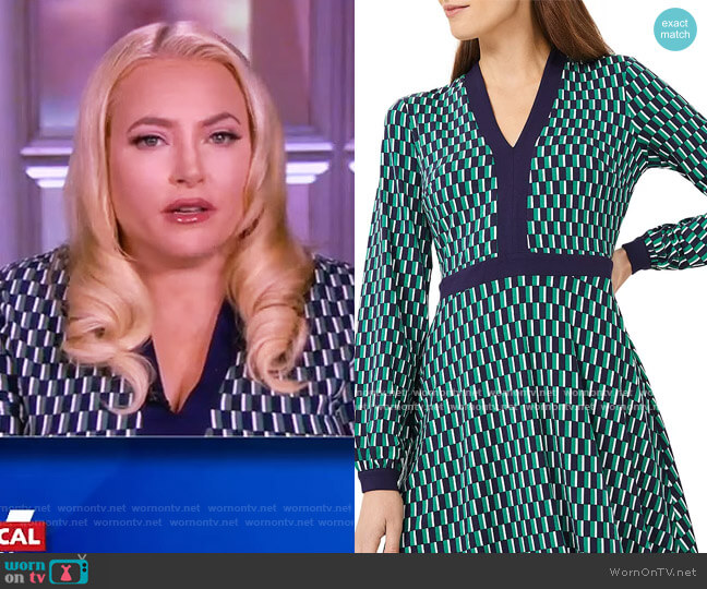 Hobbs London Samara Geo Print Jersey Fit & Flare Dress worn by Meghan McCain on The View