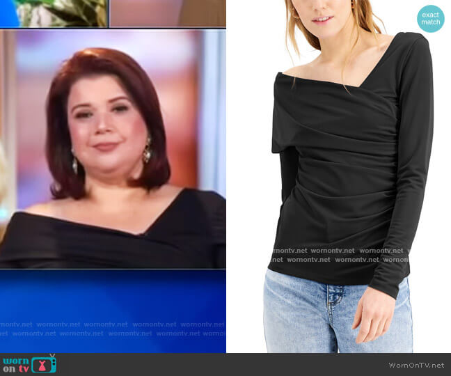 INC International Concepts INC Asymmetrical Ruched Top worn by Ana Navarro on The View