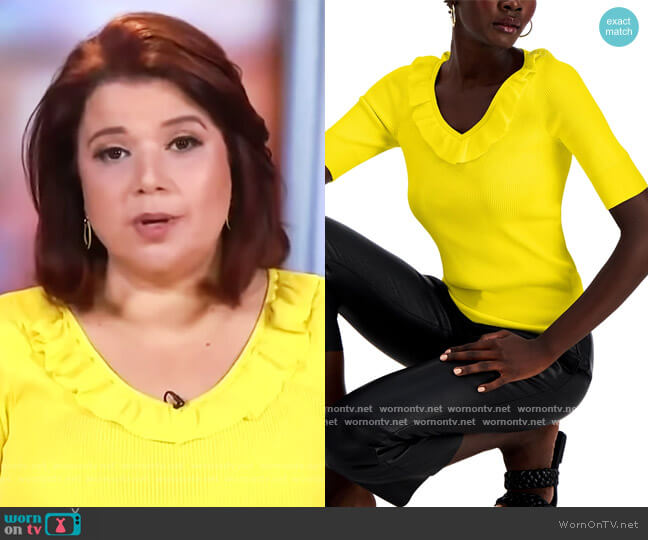 INC International Concepts INC Ruffled Ribbed Sweater worn by Ana Navarro on The View