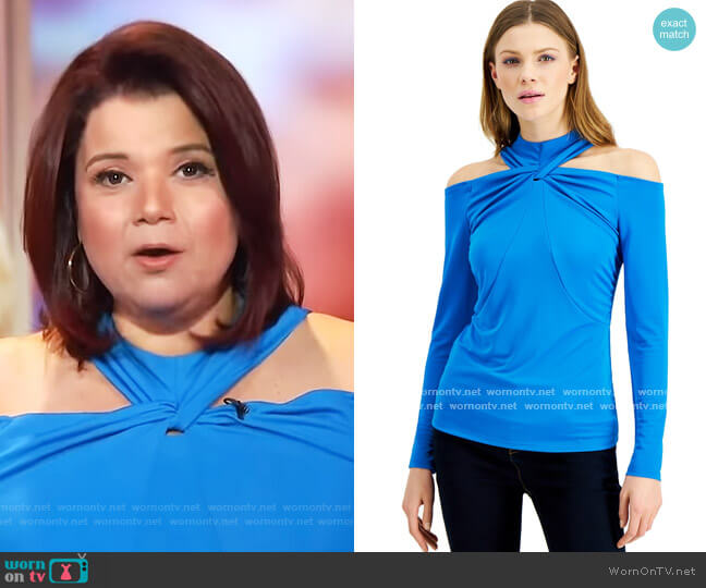 INC International Concepts Twisted Cold-Shoulder Top worn by Ana Navarro on The View