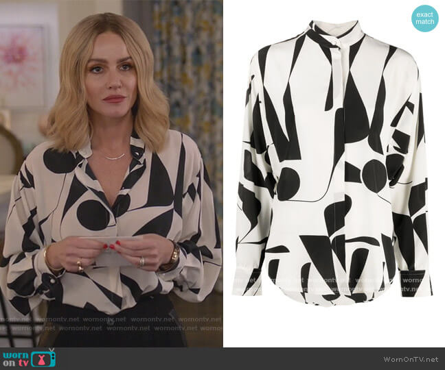 Isabel Marant Cade geometric print blouse worn by Laura Baker (Monet Mazur) on All American