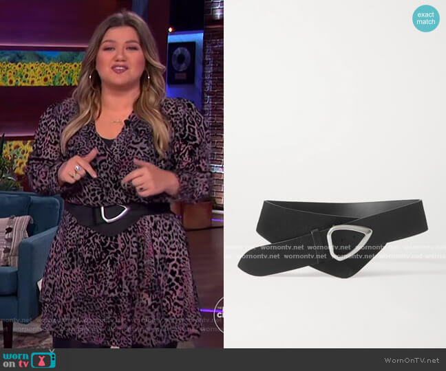 Isabel Marant Linka calf hair waist belt worn by Kelly Clarkson on The Kelly Clarkson Show