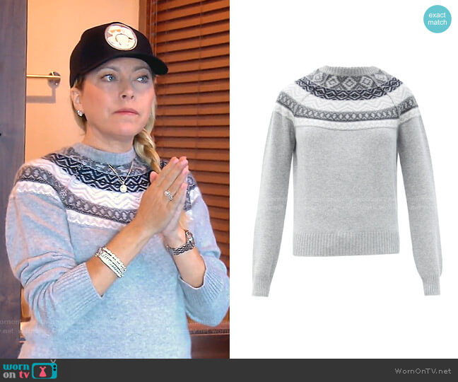Johnstons of Elgin Lucia Fair Isle-Jacquard Cashmere Sweater worn by Sutton Stracke on The Real Housewives of Beverly Hills
