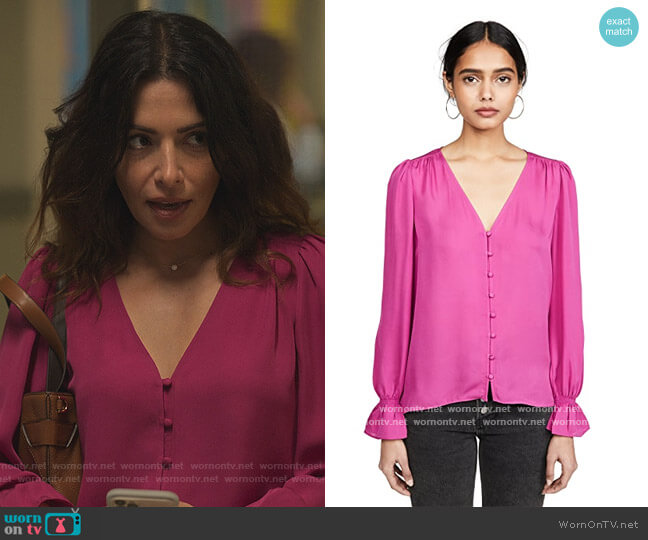 Joie Bolona Blouse worn by Billie Connelly (Sara Shari) on Sex/Life