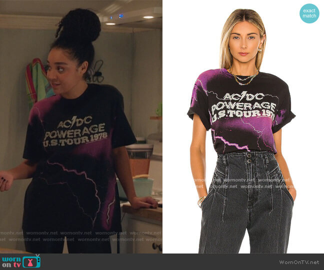 Junk Food AC/DC Lightning Powerage Tee worn by Kat Edison (Aisha Dee) on The Bold Type