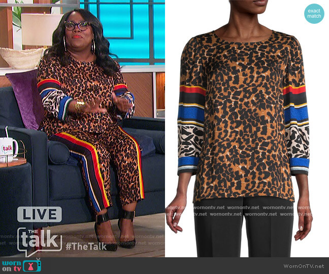 Kobi Halperin Harper Printed Blouse worn by Sheryl Underwood on The Talk