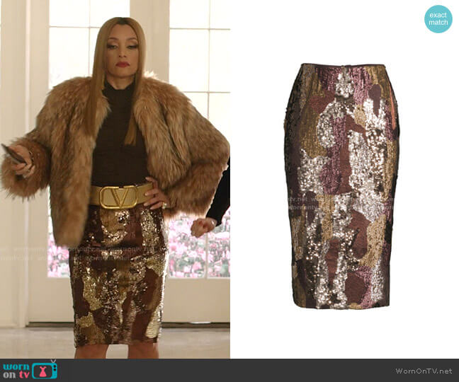 Lafayette 148 New York Casey Sequin Pencil Skirt worn by Dominique Deveraux (Michael Michele) on Dynasty