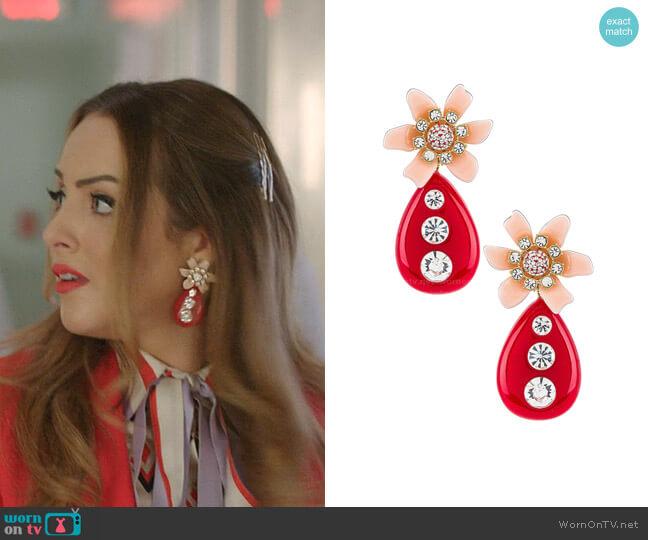 Lele Sadoughi Flower Bulb Earrings worn by Fallon Carrington (Elizabeth Gillies) on Dynasty