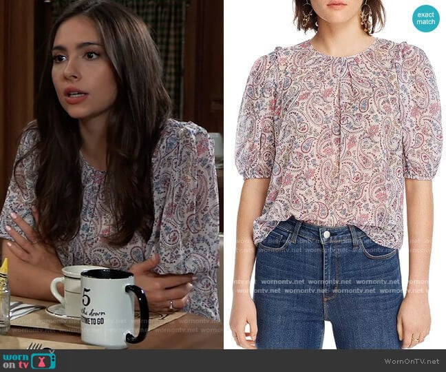 Lini Lara Paisley-Print Top worn by Molly Lansing-Davis (Haley Pullos) on General Hospital