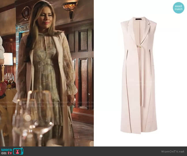Calvin Klein 205W39NYC Long Neutral Waistcoat worn by Cristal Jennings (Daniella Alonso) on Dynasty
