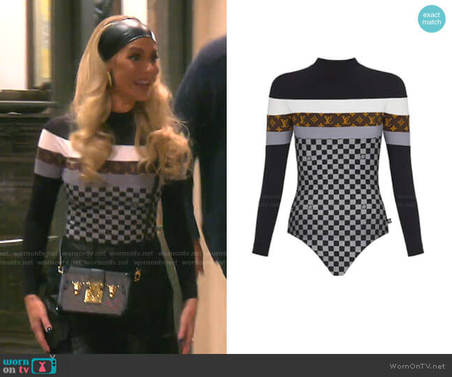Louis Vuitton Sporty Damier Bodysuit worn by Dorit Kemsley on The Real Housewives of Beverly Hills