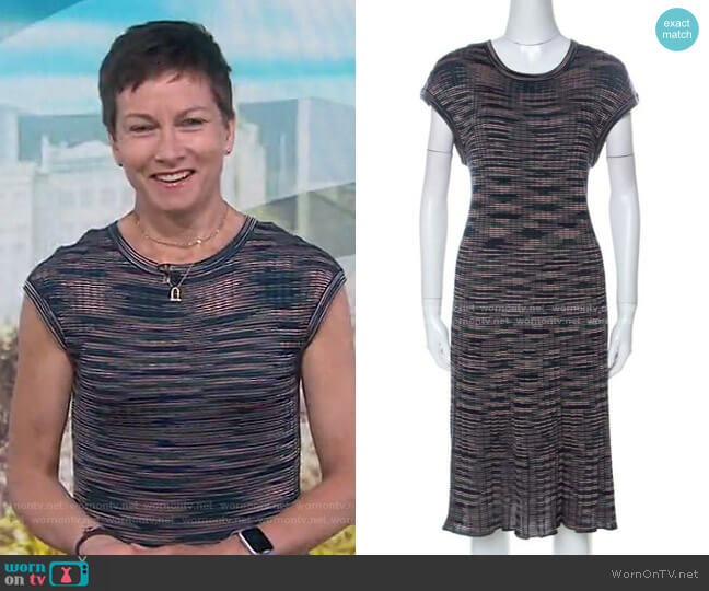 M Missoni Multicolor Striped Knit Short Sleeve Midi Dress worn by Stephanie Gosk on Today