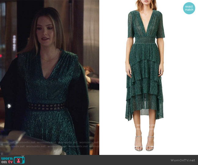 Maje Stretch Lurex Fabric Dress with Ruffles worn by Sutton (Meghann Fahy) on The Bold Type