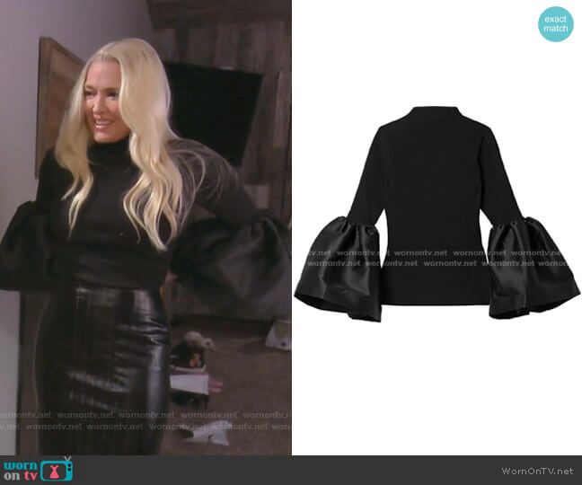 Marques’ Almeida Taffeta Trimmed Turtleneck Top worn by Erika Jayne on The Real Housewives of Beverly Hills