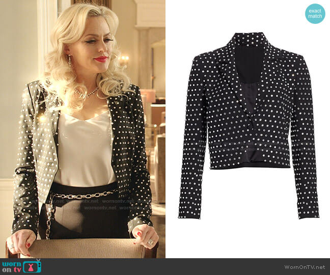 Michelle Mason Crystal-embellished Cropped Blazer worn by Alexis Carrington (Elaine Hendrix) on Dynasty