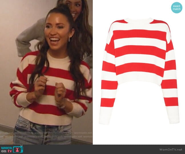Miu Miu Embroidered Logo Striped Jumper worn by Kaitlyn Bristowe on The Bachelorette