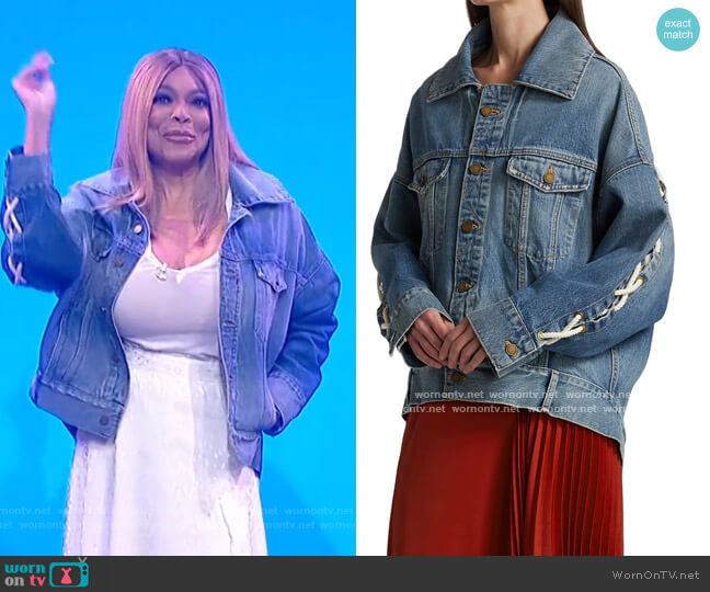 Monse Lace-Up Denim Jacket worn by Wendy Williams on The Wendy Williams Show