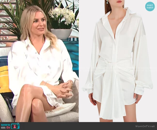 Nonchalant Label Daphne Tie-Waist Mini Shirt Dress worn by Morgan Stewart on E! News