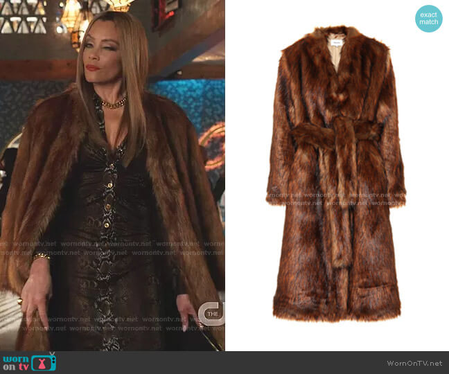 Nanushka Faux-Fur Wrap Coat worn by Dominique Deveraux (Michael Michele) on Dynasty