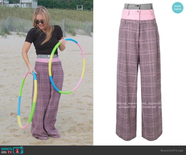 Natasha Zinko Tripe waist wide leg trousers worn by Luann de Lesseps on The Real Housewives of New York City