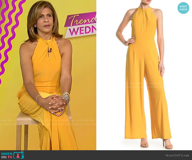 Nina Leonard Twist Halter ITY Knit Jumpsuit worn by Hoda Kotb on Today