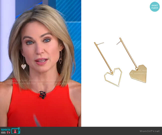 Accessory Concierge Open Heart Drops worn by Amy Robach on Good Morning America