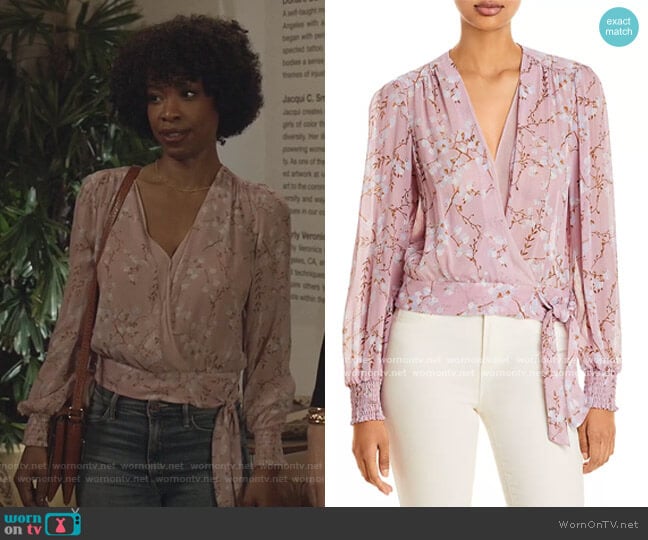 Paige Margherita Floral-Print Silk Blouse worn by Grace James (Karimah Westbrook) on All American