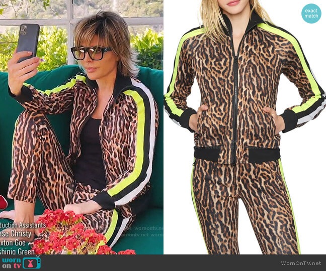 Pam & Gela Ocelot Track Jacket worn by Lisa Rinna on The Real Housewives of Beverly Hills