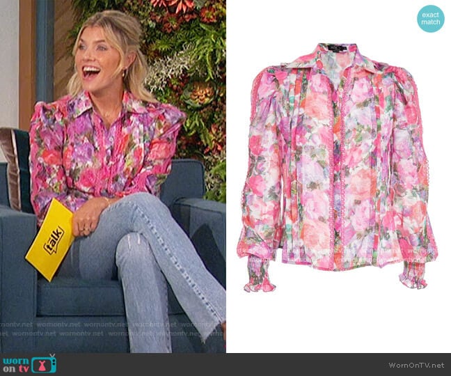PatBO Blossom Button-Front Blouse worn by Amanda Kloots on The Talk