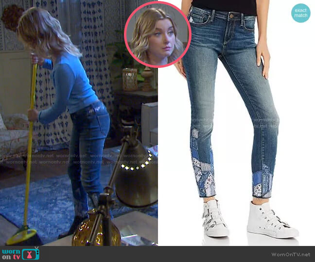 Aqua Patchwork Skinny Jeans worn by Claire Brady (Isabel Durant ) on Days of our Lives