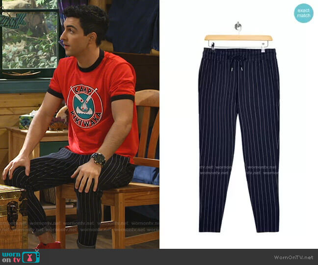 Topman Pinstripe Joggers worn by Parker Preston (Trevor Tordjman) on Bunkd
